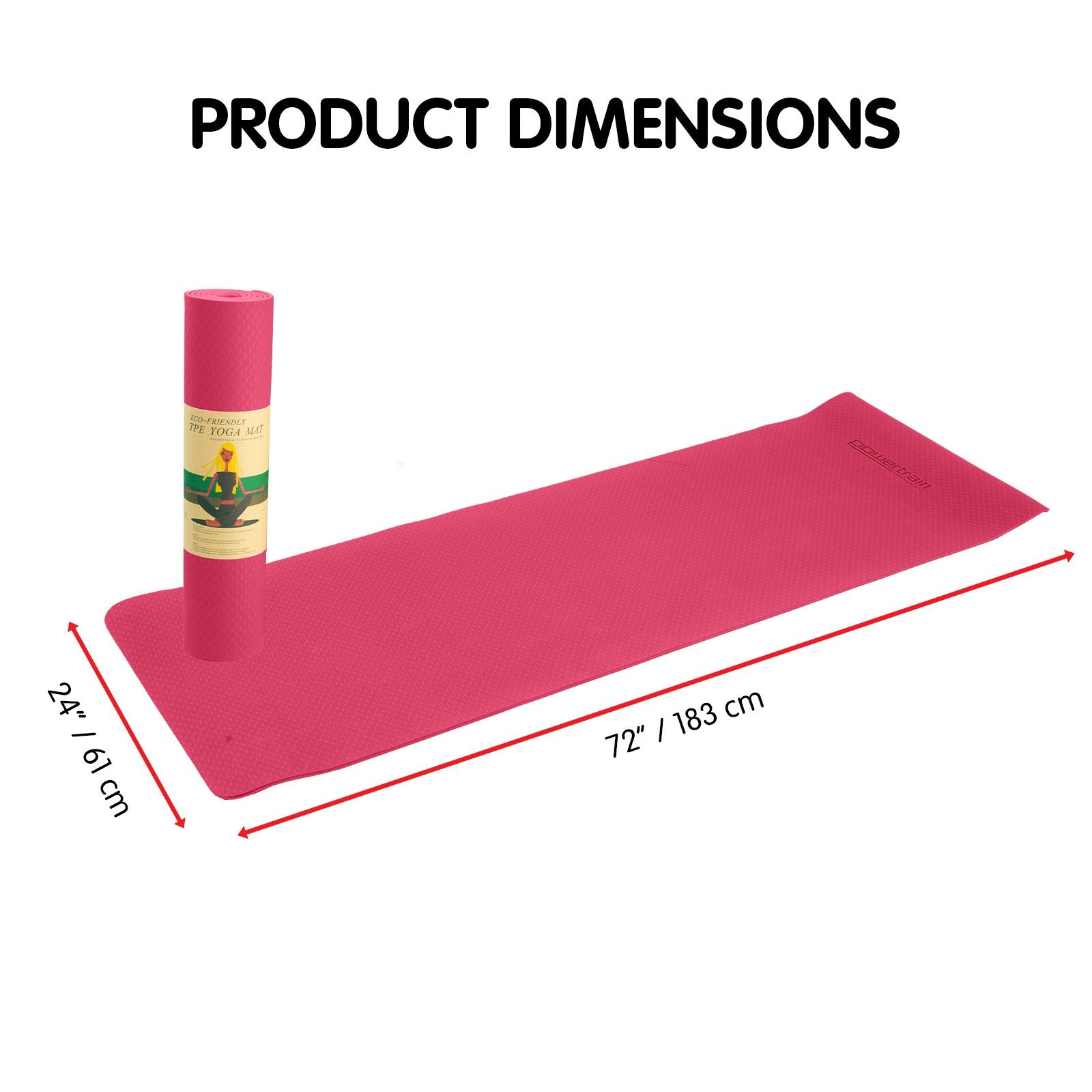 Powertrain Yoga Mat 183cm x 61cm | Eco-friendly TPE, Non-slip, Carry Strap - SuperSaverAU - view 2