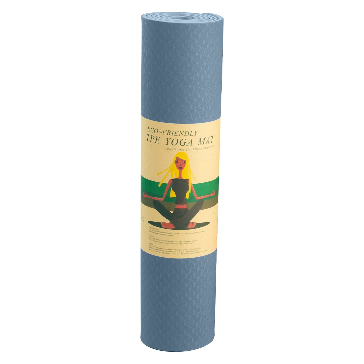 Powertrain Eco-friendly Dual Layer Yoga Mat - Sky Blue, 6mm Thickness