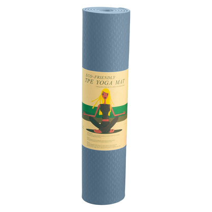 Powertrain Eco-friendly Dual Layer Yoga Mat - Sky Blue, 6mm Thickness