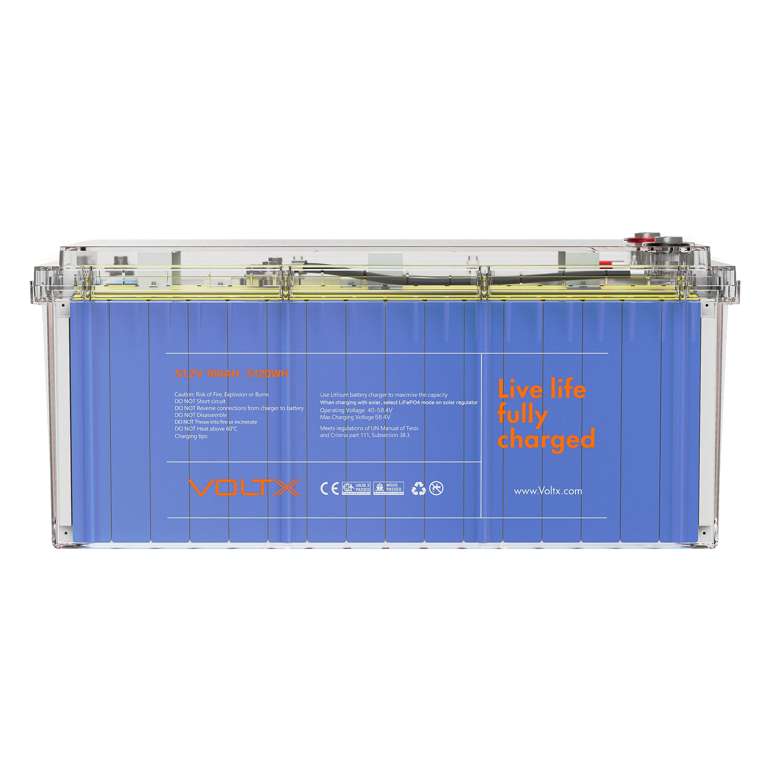VoltX 48V 100Ah Premium LiFePO4 Battery with BMS, Clear-Case Design, 4000 Cycles - SuperSaverAU - view 2
