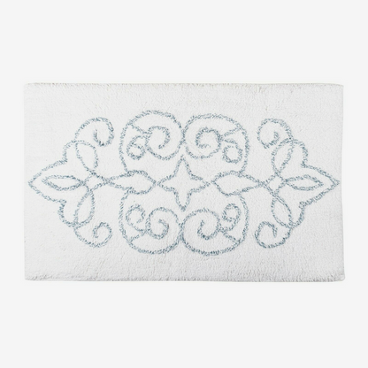 Cotton Medallion Tufted Non Slip Jacquard Bath Mat 80cm x 50cm, 1800 GSM