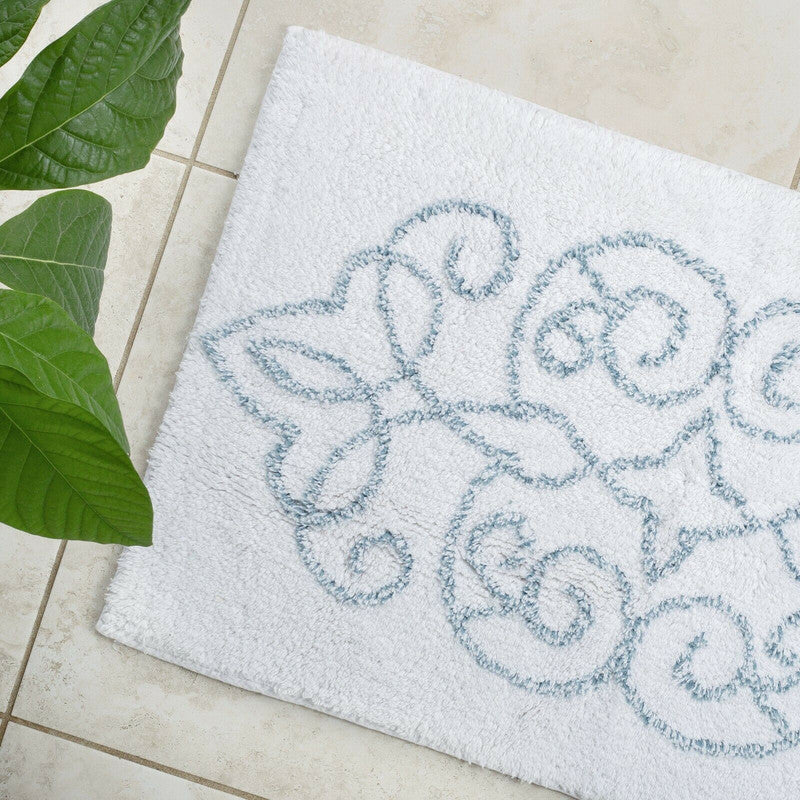 Cotton Medallion Tufted Non Slip Jacquard Bath Mat 80cm x 50cm, 1800 GSM