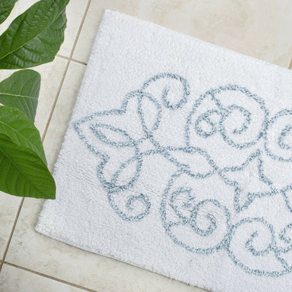 Cotton Medallion Tufted Non Slip Jacquard Bath Mat 80cm x 50cm, 1800 GSM