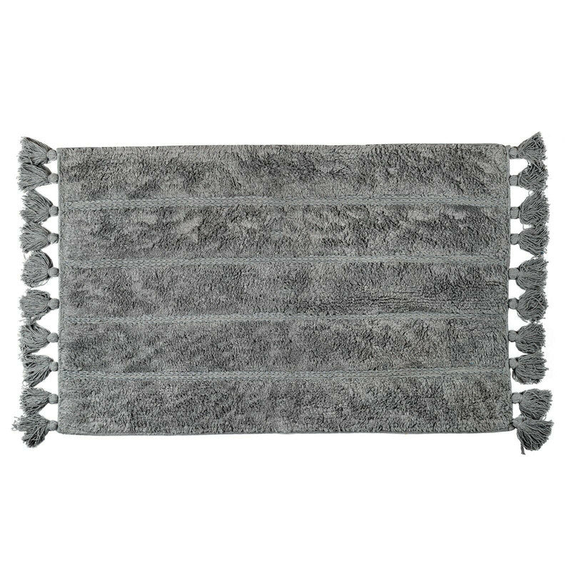 Cotton Fringe Tufted Non-Slip Bathmat Charcoal Grey 80cm x 50cm, 2900 GSM