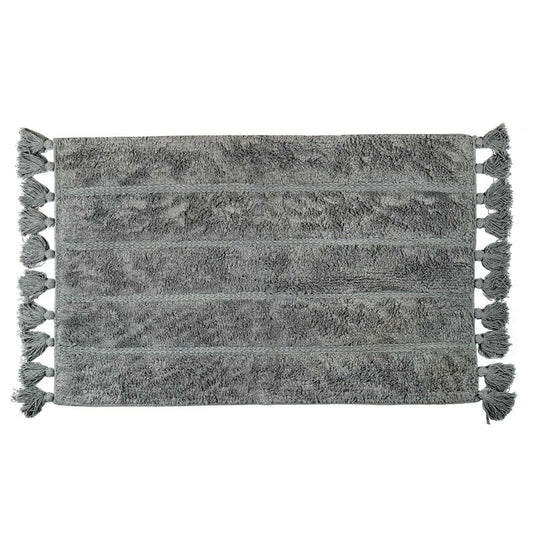 Cotton Fringe Tufted Non-Slip Bathmat Charcoal Grey 80cm x 50cm, 2900 GSM