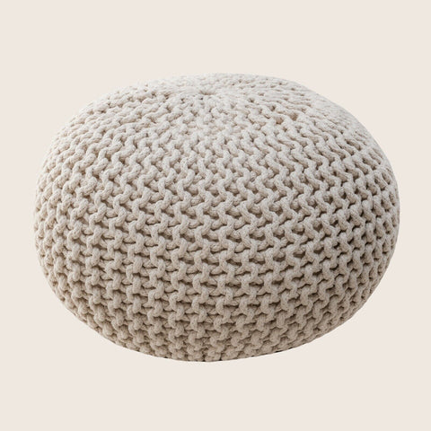 Braided Cotton Pouffe Footstool - Hand Knitted Decor - SuperSaverAU - view 1