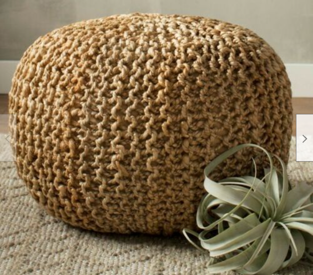 Braided Jute Pouffe Footstool - Hand Knitted Home Decor
