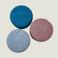 Kids Hand Knitted Cotton Braided Foot Stool Ottoman - Light Grey - SuperSaverAU - view 3