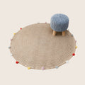 Kids Hand Knitted Cotton Braided Foot Stool Ottoman - Light Grey - SuperSaverAU - view 1