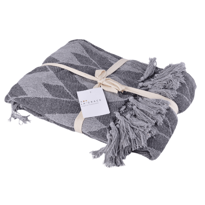 Soft Cotton Handloom Throw Blanket Herringbone Plaid Blue 125x150cm - SuperSaverAU - view 1