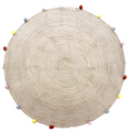 Round Woven Jute Cotton Multicolor Pompom Rug 120 cm - Bohemian Charm - SuperSaverAU - view 4