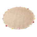 Round Woven Jute Cotton Multicolor Pompom Rug 120 cm - Bohemian Charm - SuperSaverAU - view 3
