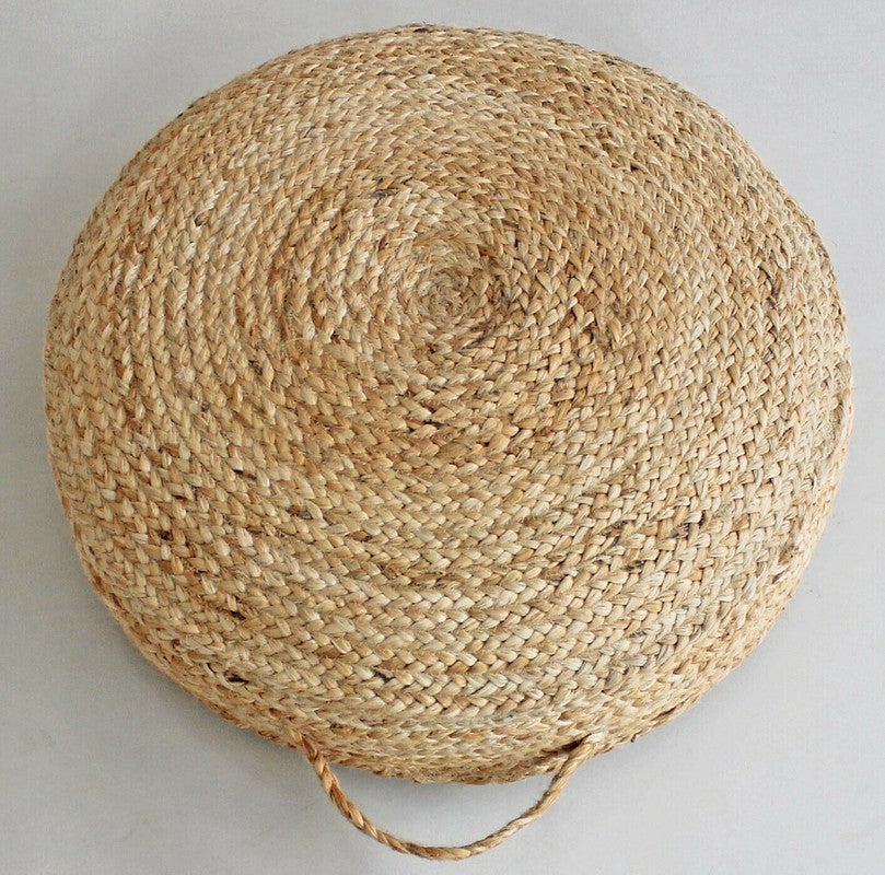 Jute Hand Braided Floor Cushion 60 x 60 x 20 cm, Natural & Biodegradable - SuperSaverAU - view 1