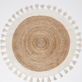 Bohemian Jute Cotton Round Rug with Tassel, 120 x 120 cm, Eco-friendly, Hand Braided - SuperSaverAU - view 2