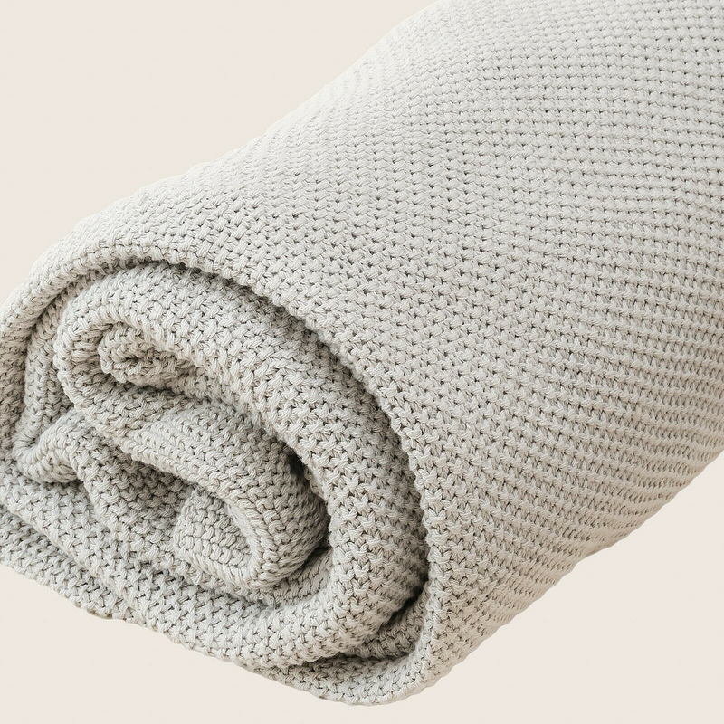Organic Cotton Knitted Throw Blanket 180 x 230 cm - Soft, Breathable, Durable - SuperSaverAU - view 1
