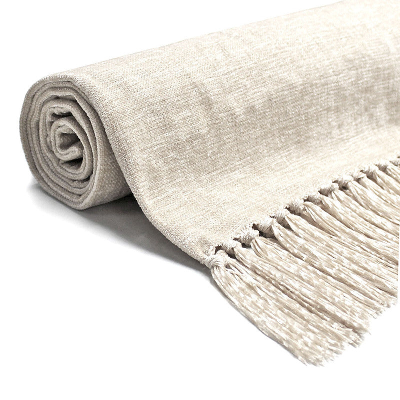 Acrylic Chenille Tassel Knitted Blanket 150 x 200 cm - Soft, Lightweight, Cozy Throw