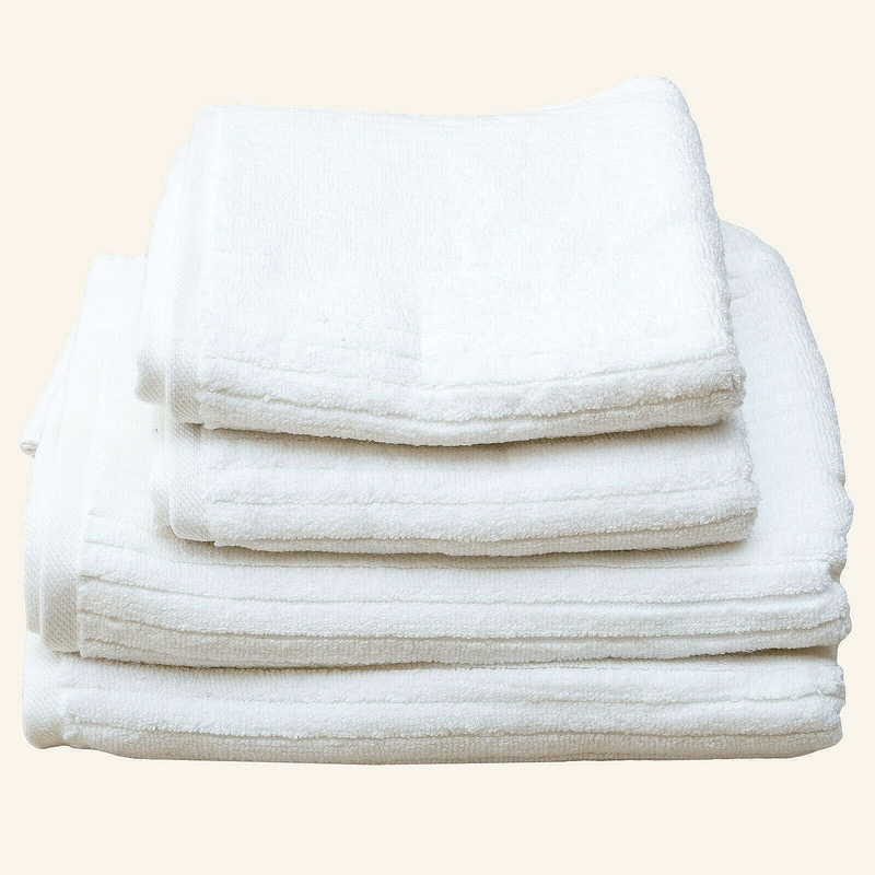 White Stripe Organic Soft Towel Set, 6 pcs, 100% Organic Cotton, Ultra-Plush - SuperSaverAU - view 1
