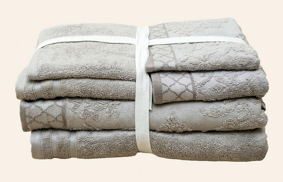 Moroccan Jacquard Organic Cotton Terry Towels 6 pc Set - Ultra-Plush, GOTS Certified - SuperSaverAU - view 1