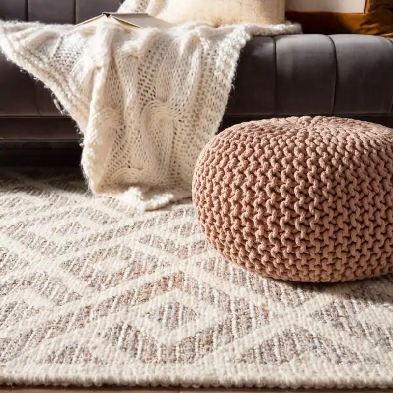 Hand Knitted Cotton Braided Ottoman Pouffe Footstool - Pink - SuperSaverAU - view 1