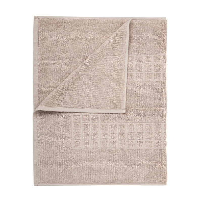 Microfiber Soft Non Slip Bath Mat 80cm x 50cm - Highly Absorbent, Easy to Clean, Check Design (Taupe)
