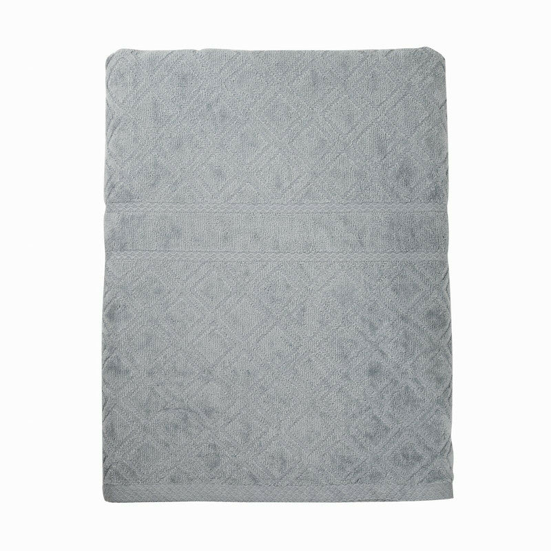 Premium Velour Jacquard Bath Towel 140cm x 70cm - Grey, Lightweight & Absorbent - SuperSaverAU - view 1