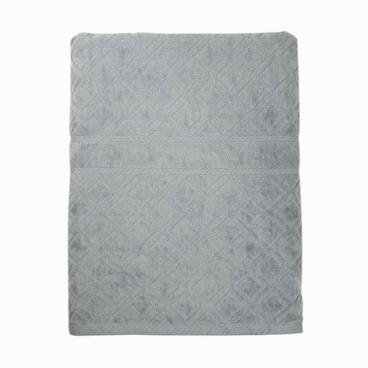 Premium Velour Jacquard Bath Towel 140cm x 70cm - Grey, Lightweight & Absorbent