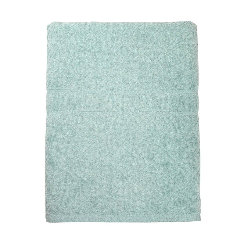Premium Velour Jacquard Bath Towel 140cm x 70cm - Aqua, Soft & Absorbent - SuperSaverAU - view 1