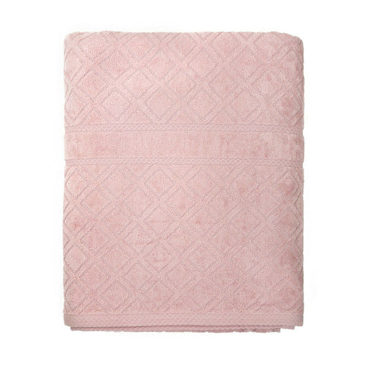 Premium Velour Jacquard Bath Towel 140cm x 70cm - Pink, Soft & Absorbent