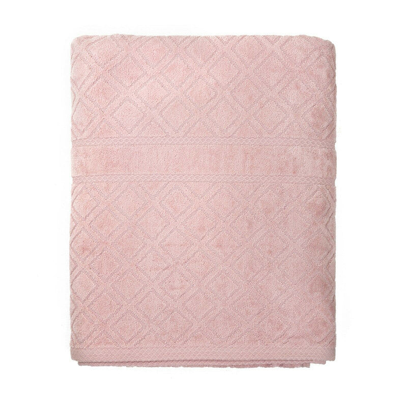 Premium Velour Jacquard Bath Towel 140cm x 70cm - Pink, Soft & Absorbent - SuperSaverAU - view 1