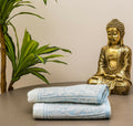 Premium Cotton Bath Towel 130cm x 60cm Jacquard White Blue Design - SuperSaverAU - view 2