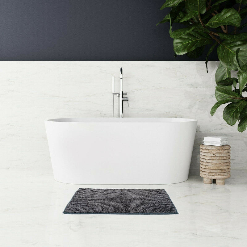 Microfiber Non Slip Bath Mat 80x50cm Dark Grey Quick Dry Soft Pile Design - SuperSaverAU - view 1