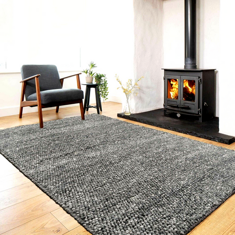 Wool Pebble Charcoal Rug 130x180 cm - Eco-Friendly, Non-Shed, Easy Care - SuperSaverAU - view 1