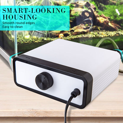 Dynamic Power 4 Outlet Aquarium Air Pump 670L/H 8W - Quiet & Efficient White