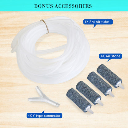 Dynamic Power 4 Outlet Aquarium Air Pump 670L/H 8W - Quiet & Efficient White