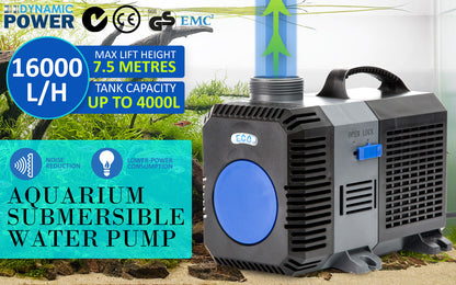 Dynamic Power 16000L/H Submersible Pond Water Pump - 140W, Quiet, Compact
