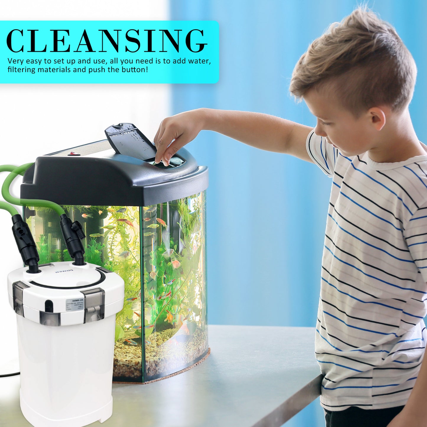 Dynamic Power 1000L/H Aquarium External Canister Filter, 14W, Easy Maintenance