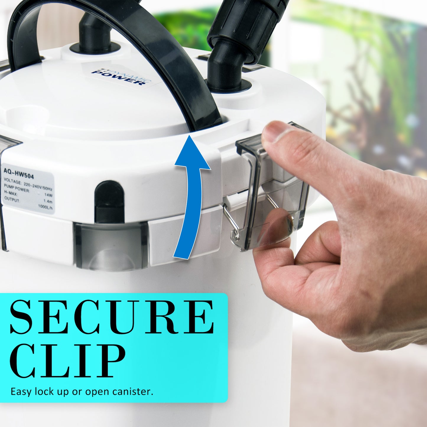 Dynamic Power 1000L/H Aquarium External Canister Filter, 14W, Easy Maintenance