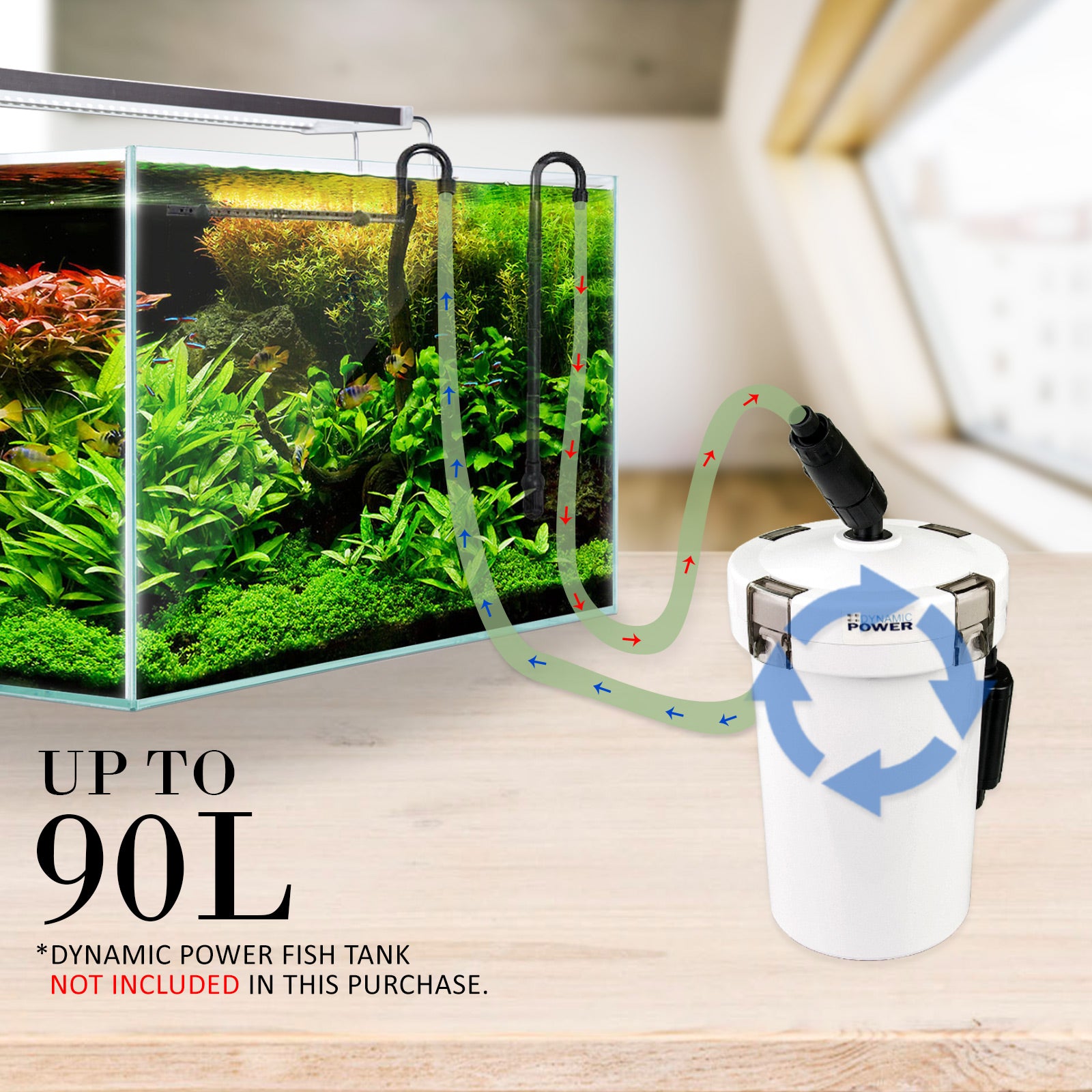 Dynamic Power 400L/H Aquarium External Canister Filter, 90L Capacity, 6W Energy Efficient - SuperSaverAU - view 4