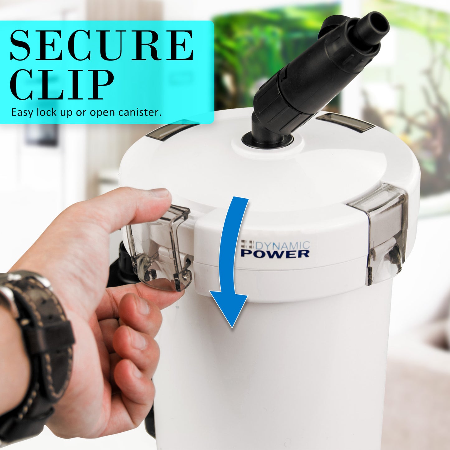 Dynamic Power 400L/H Aquarium External Canister Filter, 90L Capacity, 6W Energy Efficient