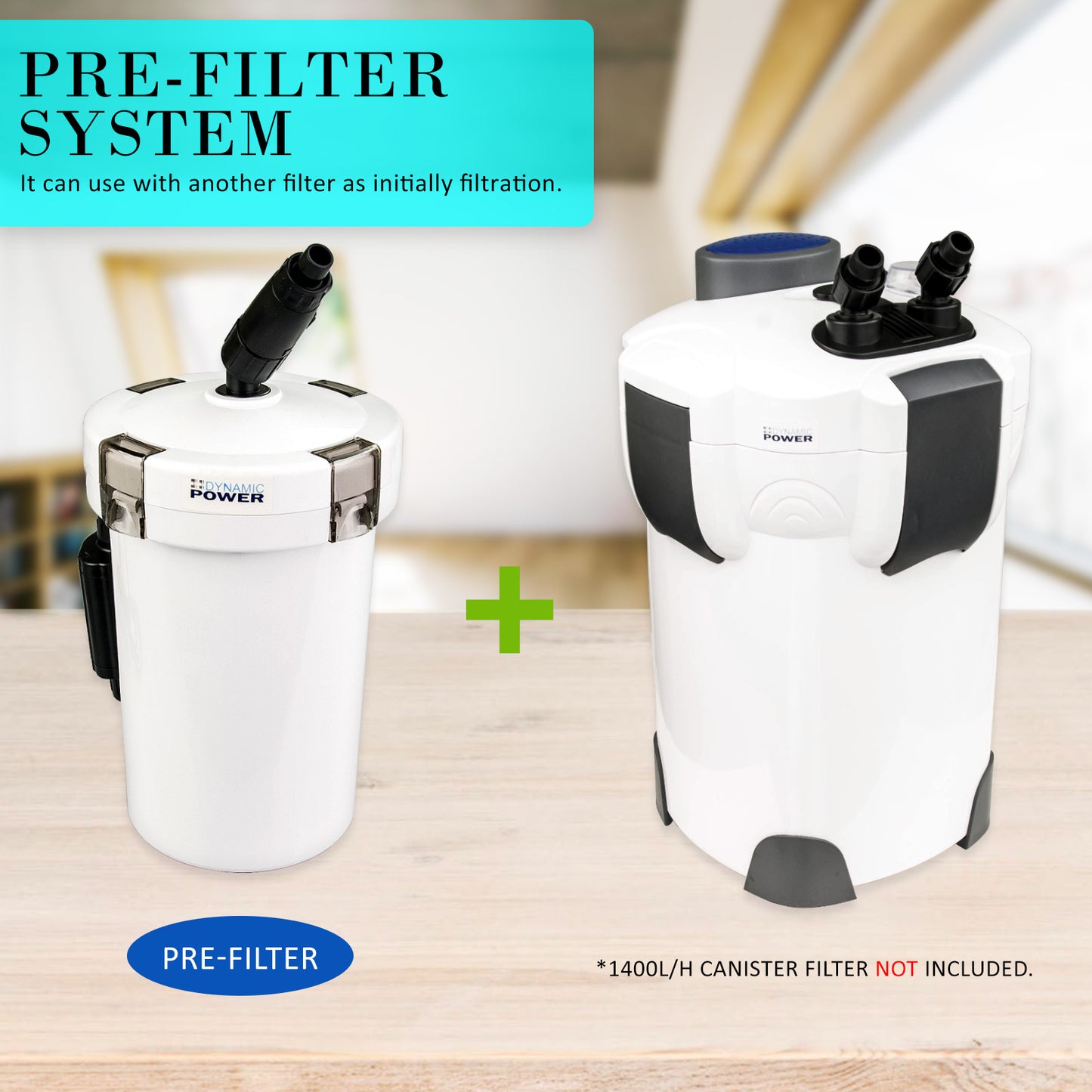 Dynamic Power 400L/H Aquarium External Canister Filter, 90L Capacity, 6W Energy Efficient