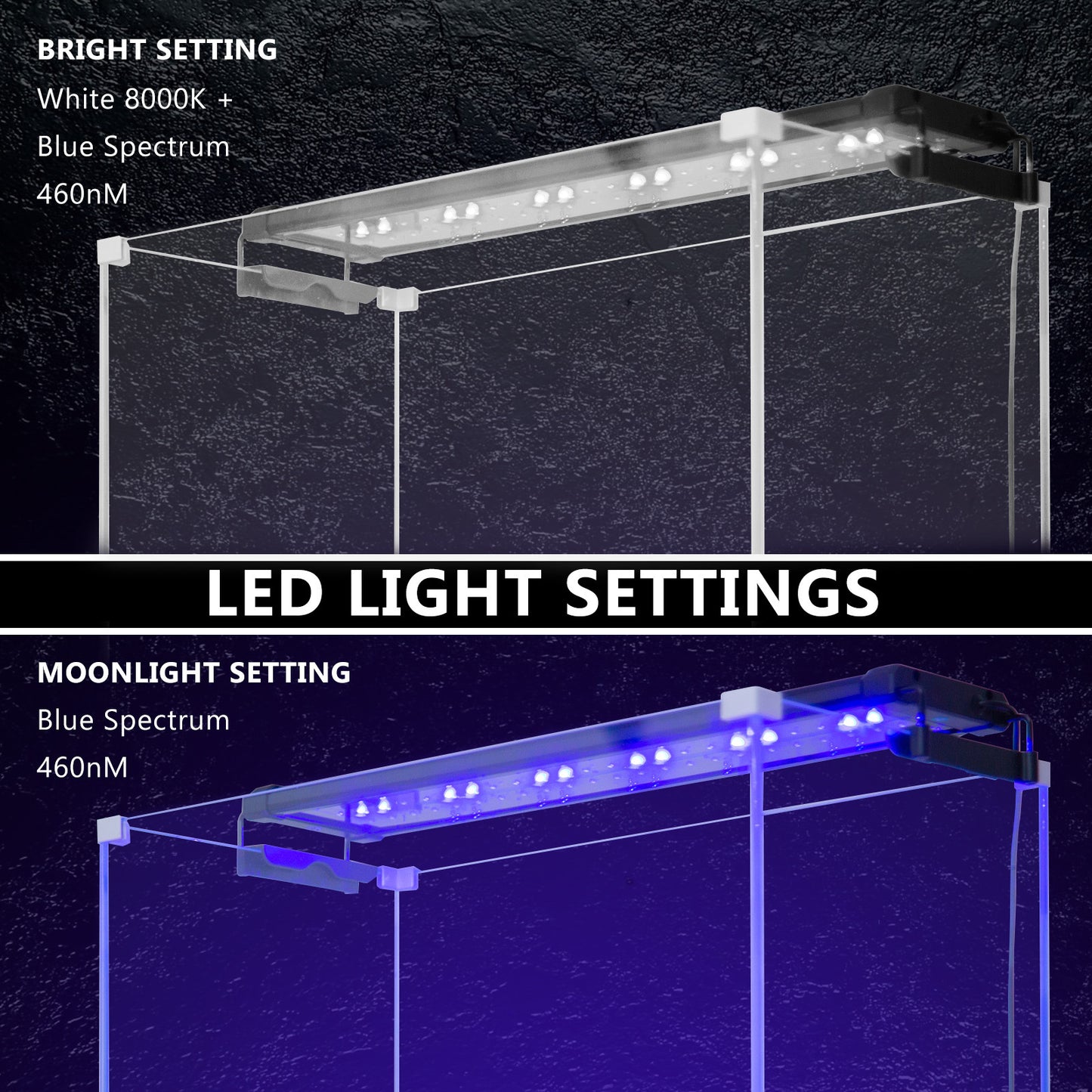 Dynamic Power 11W Aquarium Blue White LED Light for 50-70cm Tank, Energy Efficient