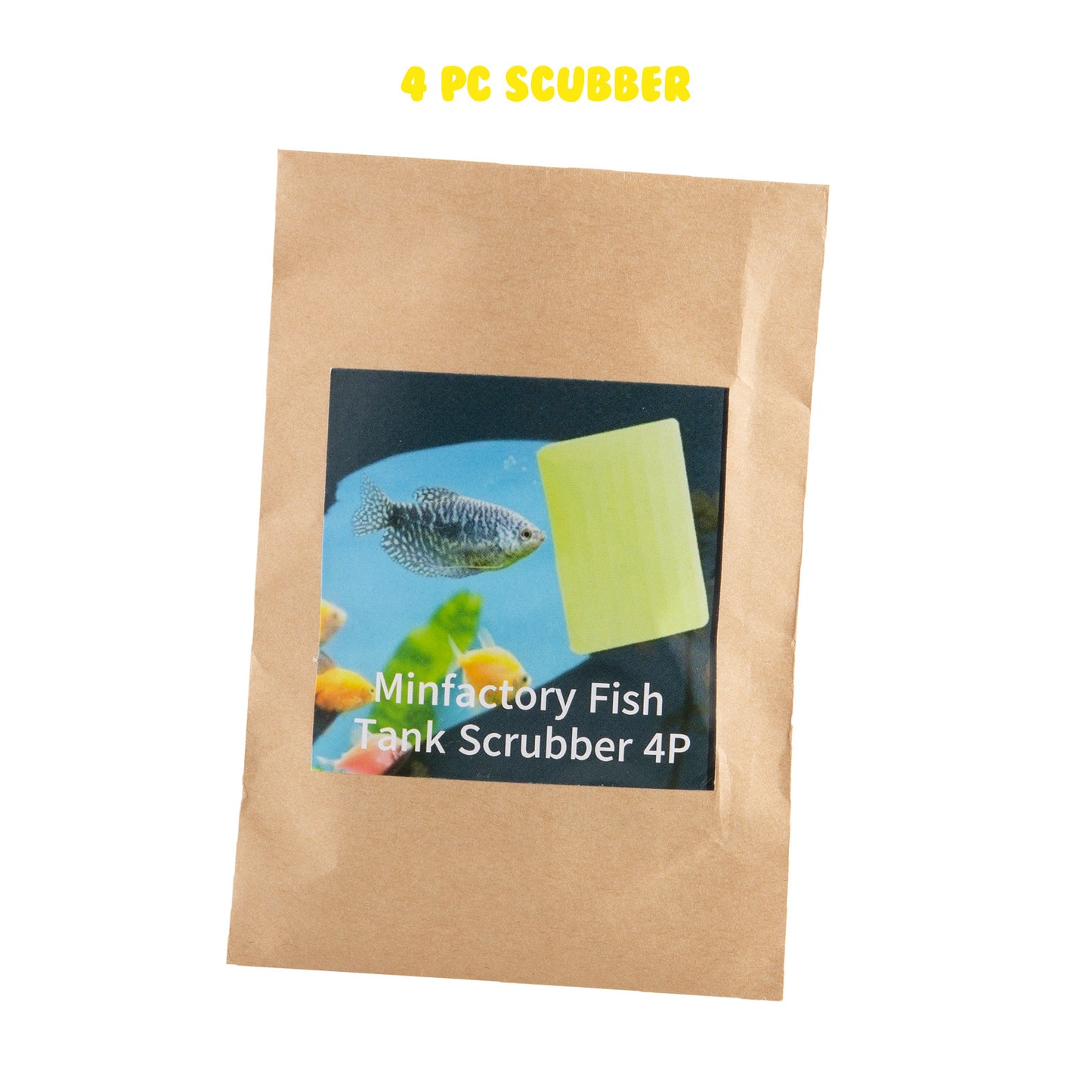 Minfactory 4X Fish Tank Moss Scrubber, 11.5cm x 8.5cm, Reusable Algae Cleaner