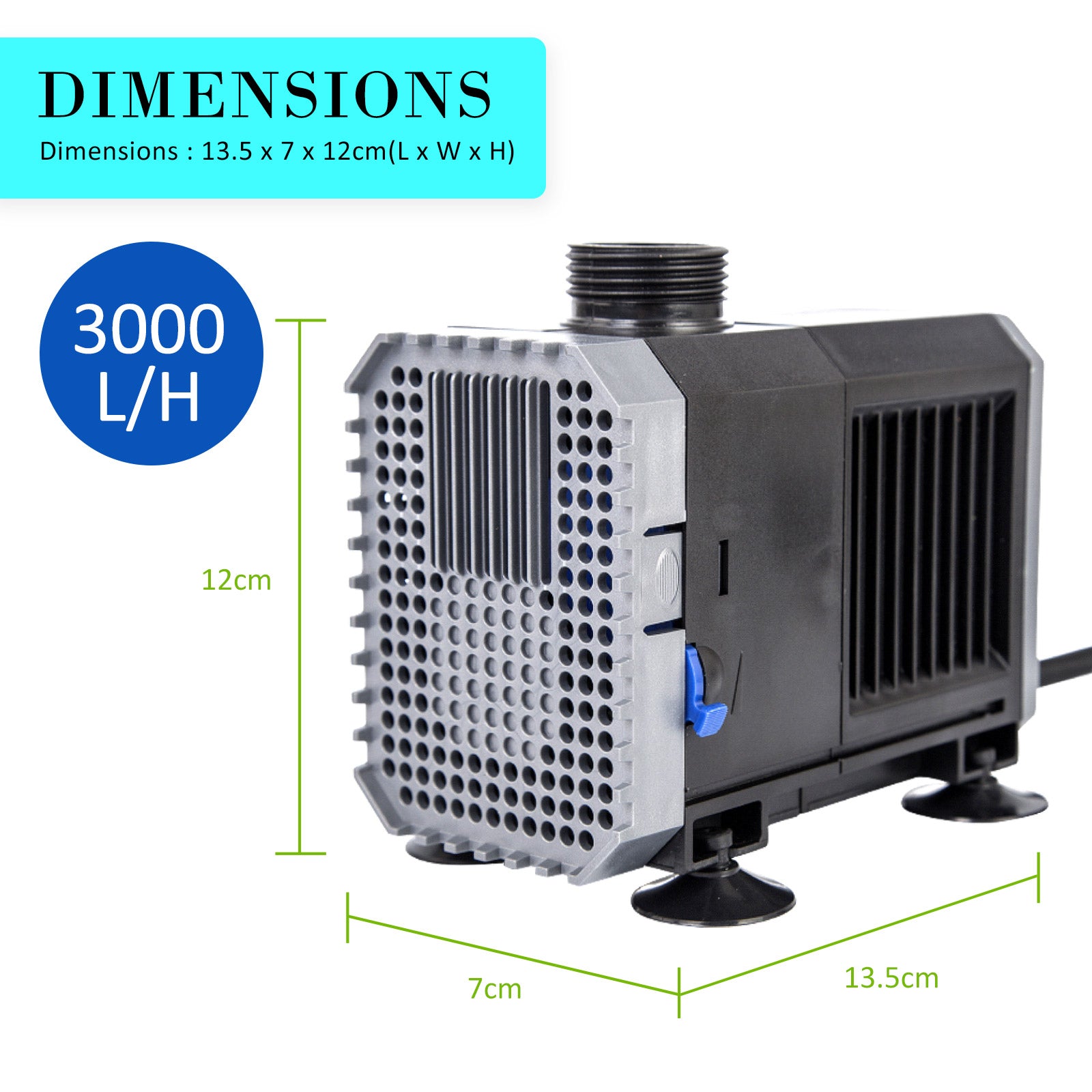 Dynamic Power Aquarium Submersible Water Pump 3000L/H 55W