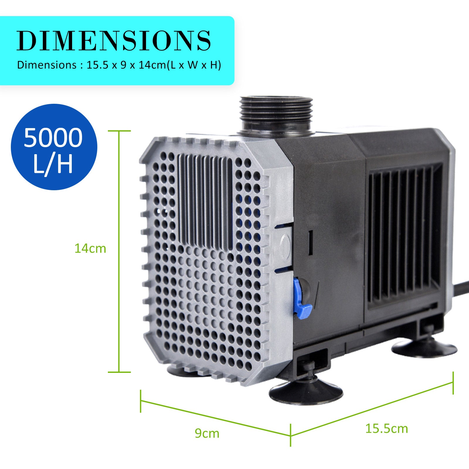 Dynamic Power Aquarium Submersible Water Pump 5000L/H 80W