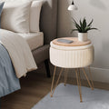 La Bella REMY Velvet Storage Ottoman - Cream Beige - SuperSaverAU - view 4