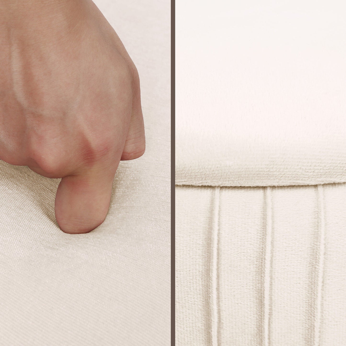 La Bella REMY Velvet Storage Ottoman - Cream Beige