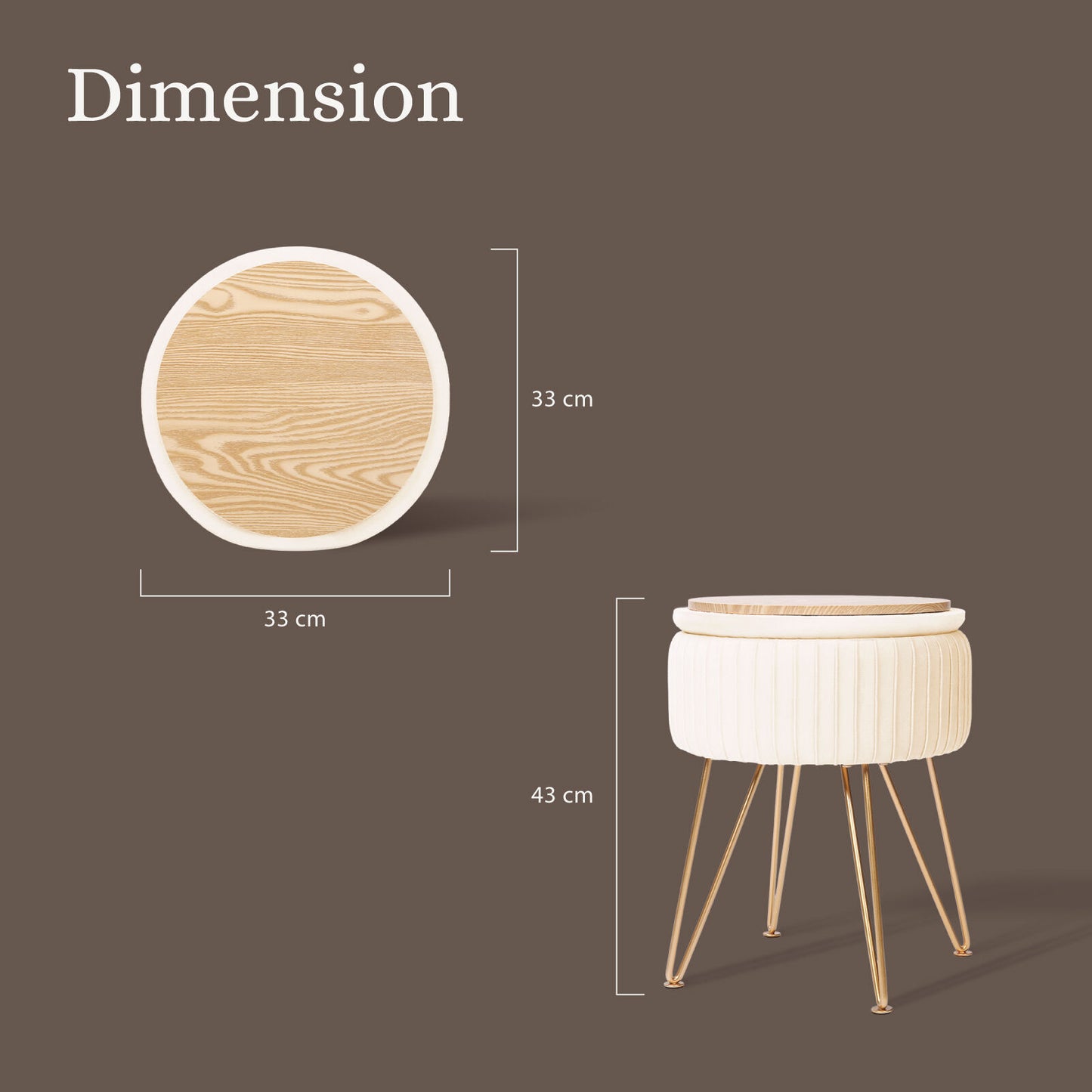 La Bella REMY Velvet Storage Ottoman - Cream Beige