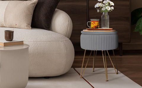 La Bella REMY Velvet Storage Ottoman - Grey - SuperSaverAU - view 2