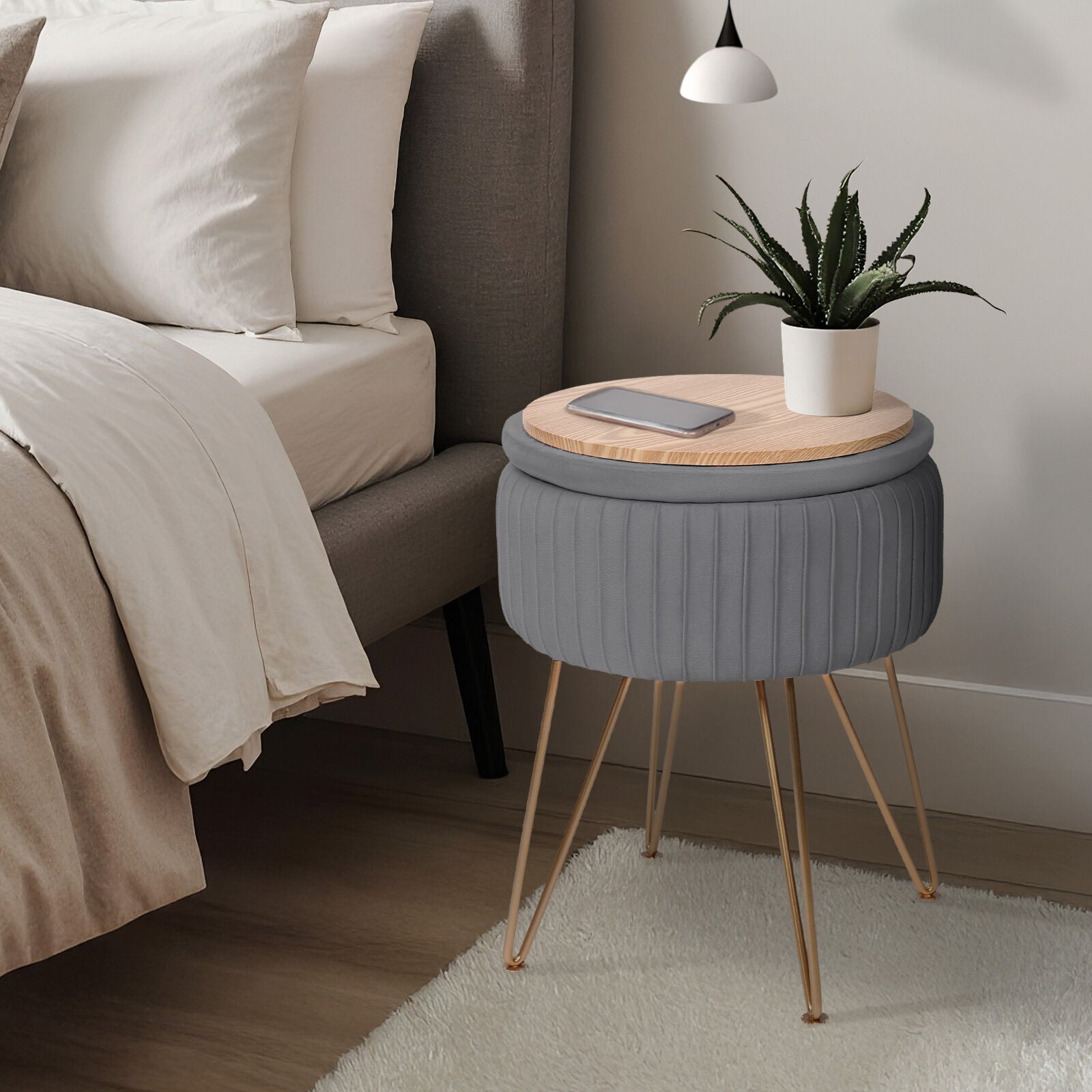 La Bella REMY Velvet Storage Ottoman - Grey - SuperSaverAU - view 5