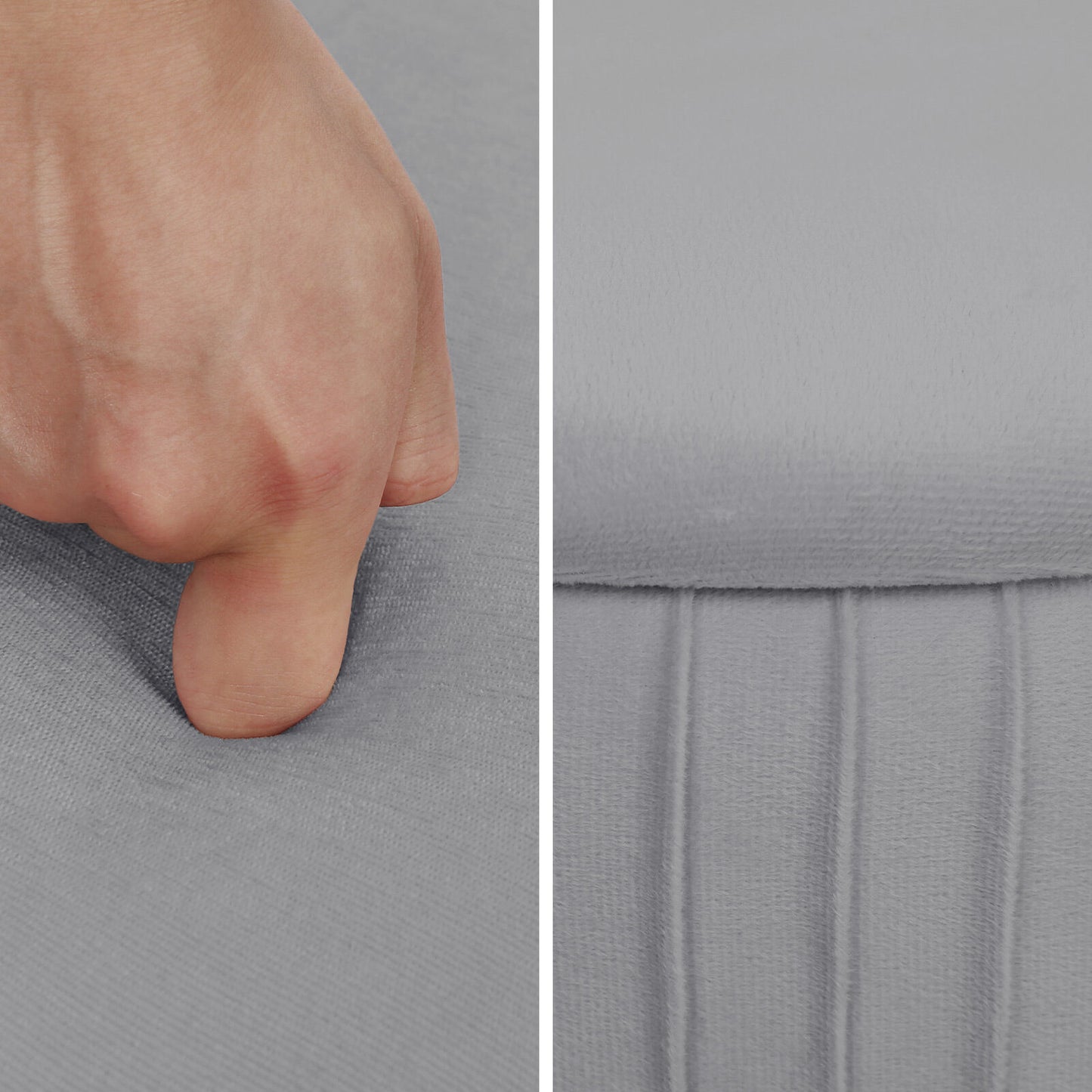 La Bella REMY Velvet Storage Ottoman - Grey